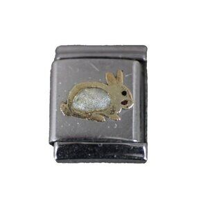 Puzzle Collection "Bunny" Gold Stainless Elastic Stretch Link Italian Charm